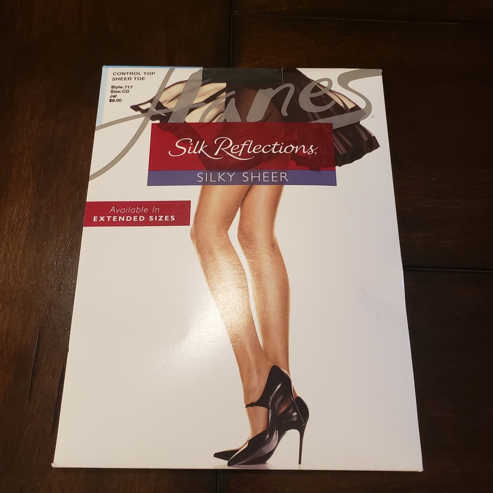 Hanes Silk Reflections Control‎ Top Sheer Toe Pantyhose Silky Sheer Size CD